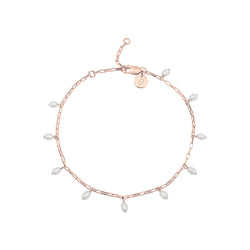 Rose Gold Pearl Charm Bracelet