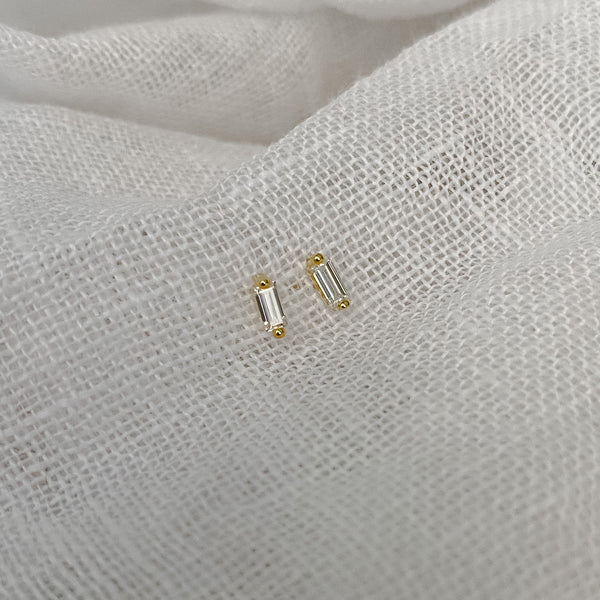 *NEW* Gold Baguette Moissanite Studs